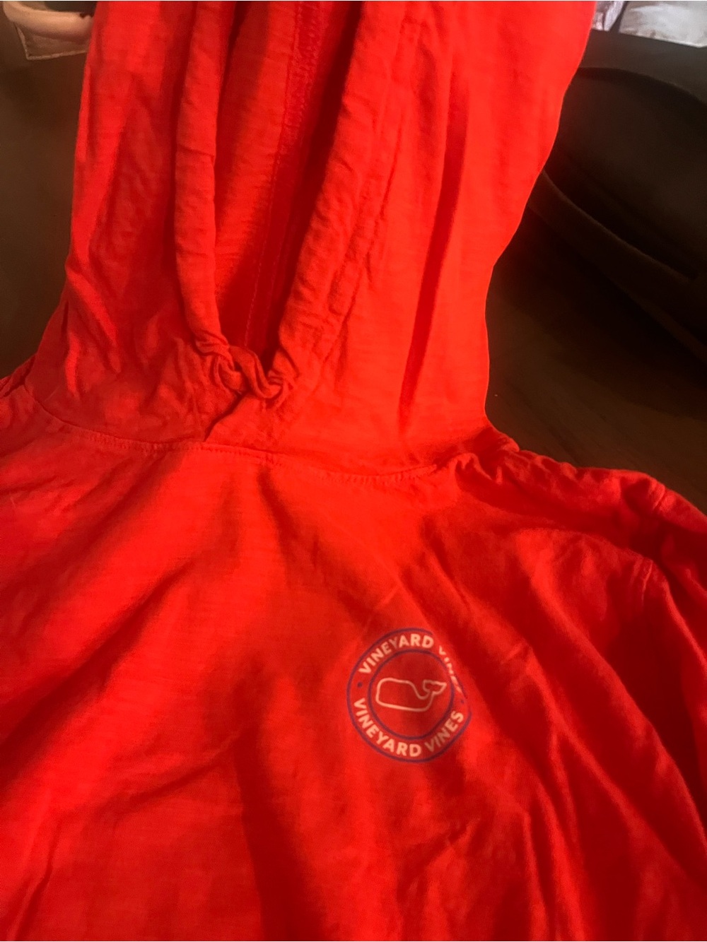 Vineyard Vines Bright Red Hooded Pullover with Whale Emblem